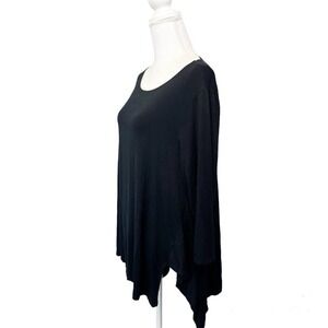 Lisa Blayne Womens Black Top Long Sleeve Handkerchief Hem Solid Size XXL